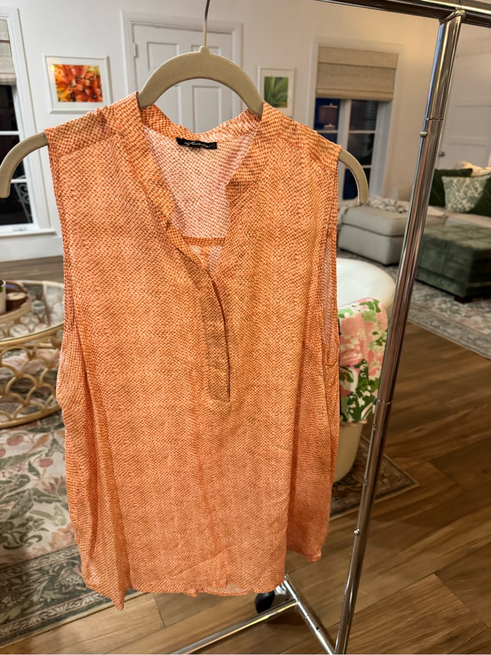 Sorial Orange Sleeveless Split-Neck Blouse